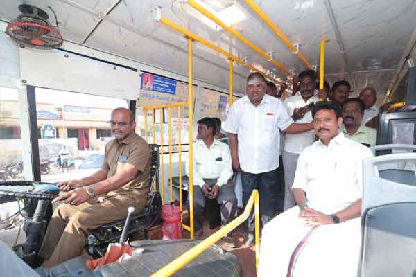 Minister anbil mahesh launches new bus service for students