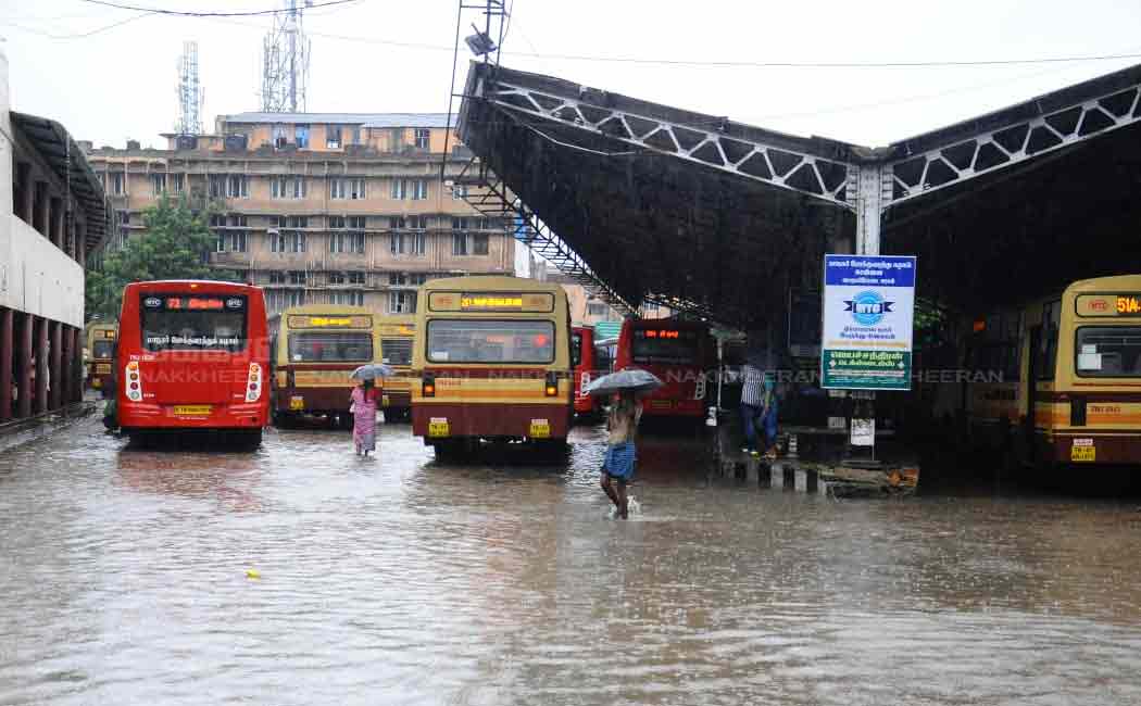 T.Nagar bus stand is surrounded by rain water ...