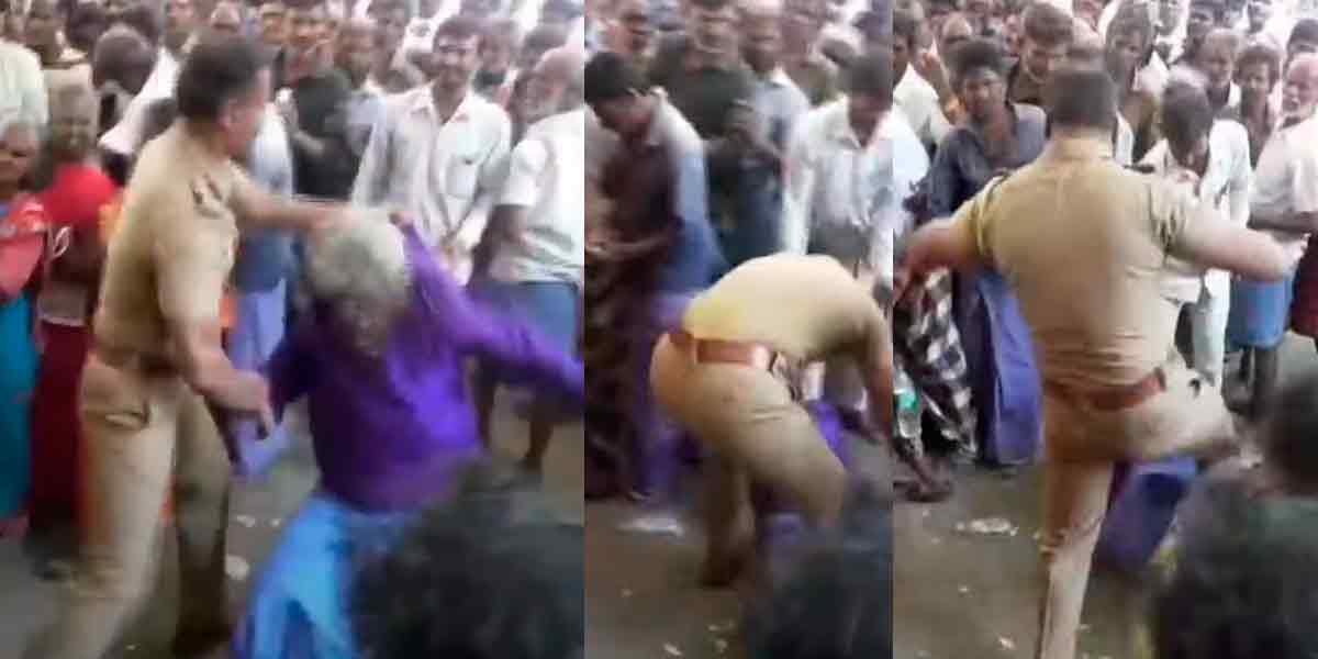 Viral video of sub-inspector pushing old man down and trampling him with boots