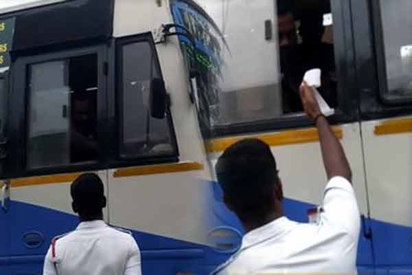 Government bus drivers fined for not wearing seat belts in Nellai
