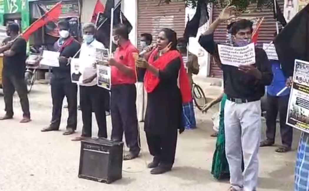 Vck parties carry black flag to demand Modi's resignation