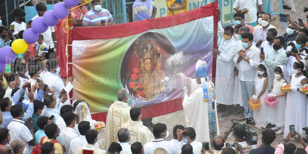 Velankanni Mata Kovil Festival begins with flag hoisting