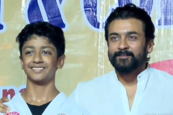 suriya son dev got black belt in karate
