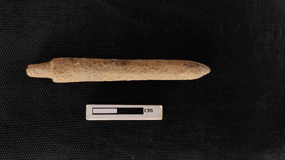 A bone-tipped tool, a gold ornament found at porpanaikottai