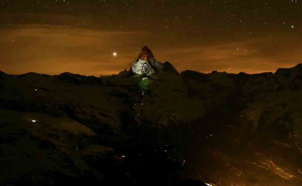 indian flag illuminated in Matterhorn Mountain