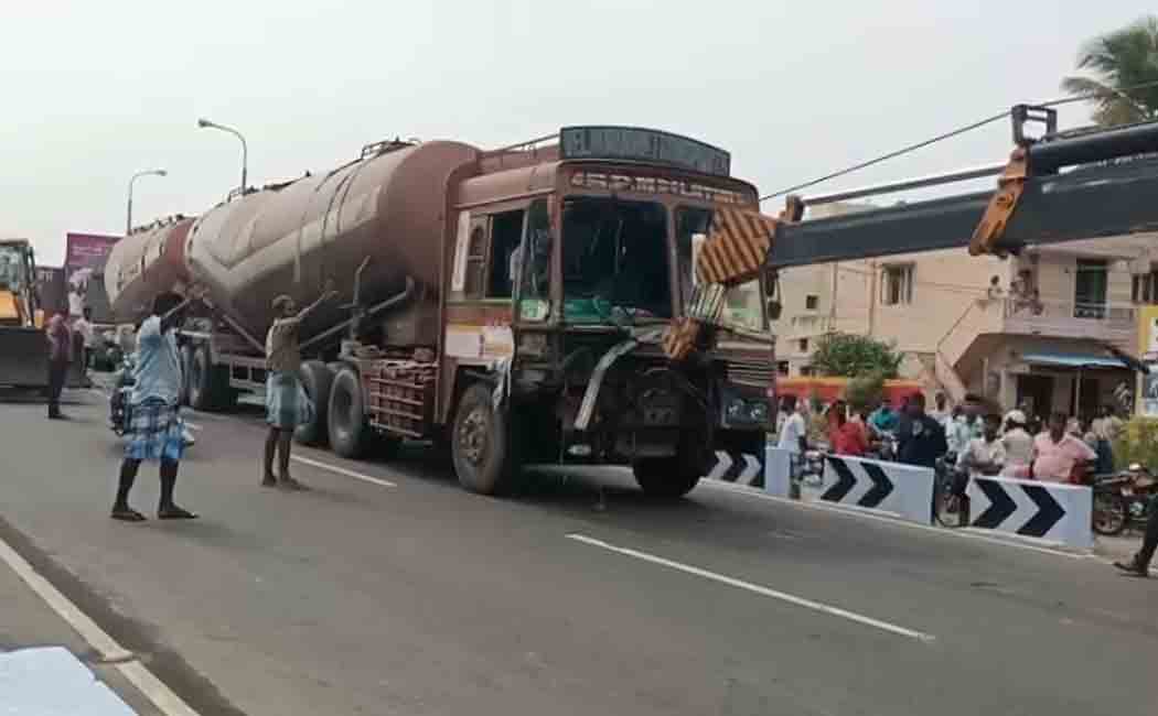 Cement truck - car head-on accident