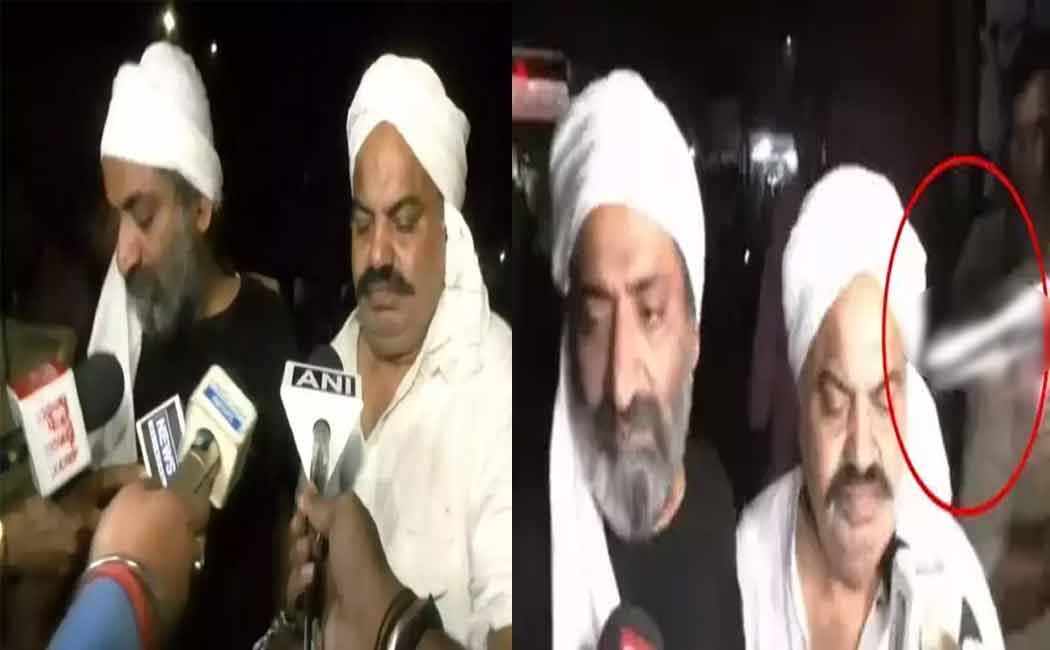 during a press conference; Former MP Shot, atiq ahmed
