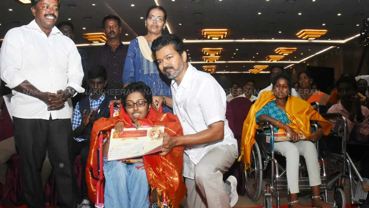 TVK Vijay presenting the Education Award (Pictures)
