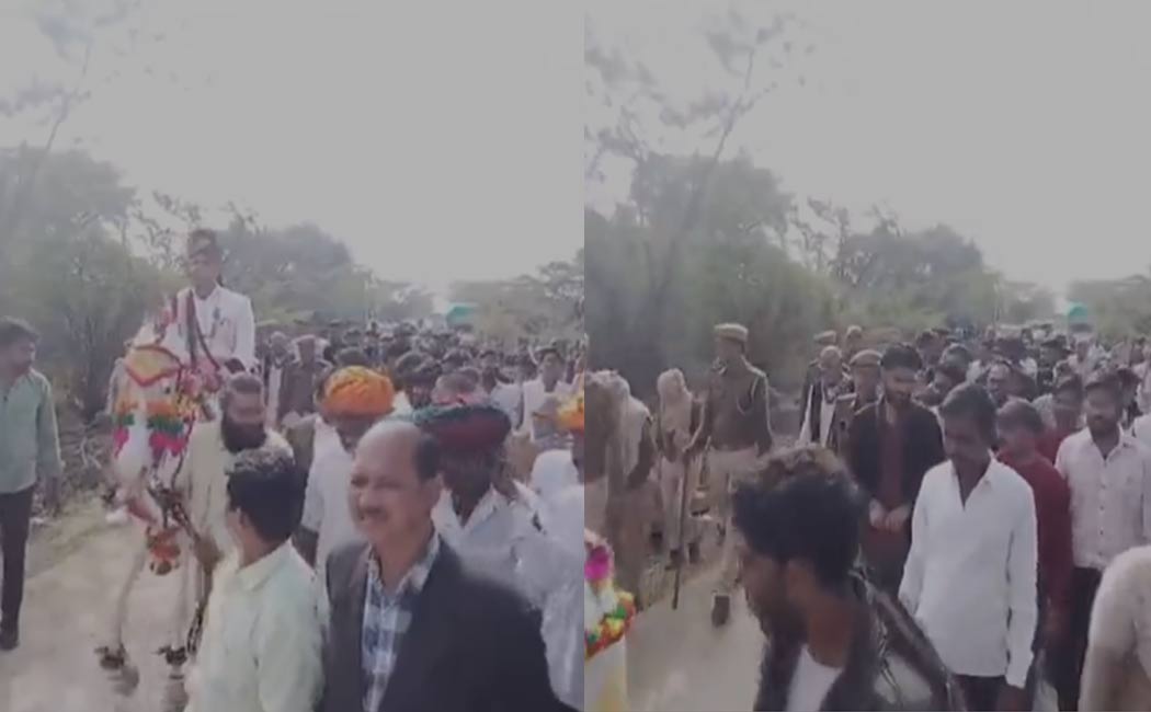 Dalit youth arrives on horseback with police protection for Villagers struggle