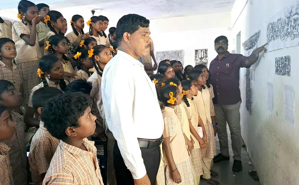 Students who were surprised to see the changes achieved in Tamil writing in 2000 years