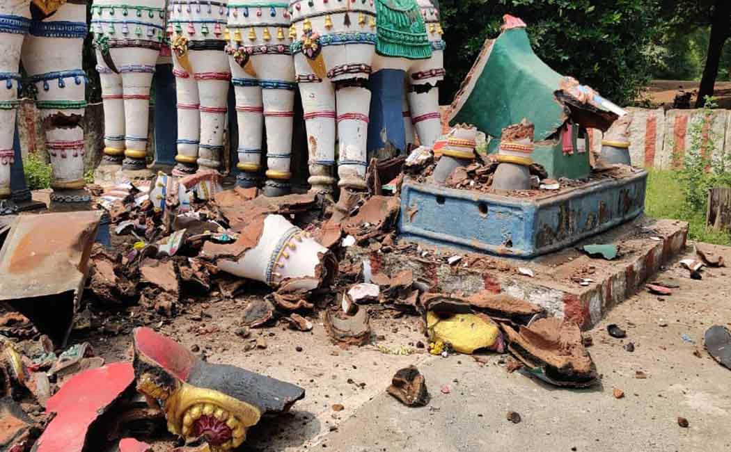Destroyed idols of gods