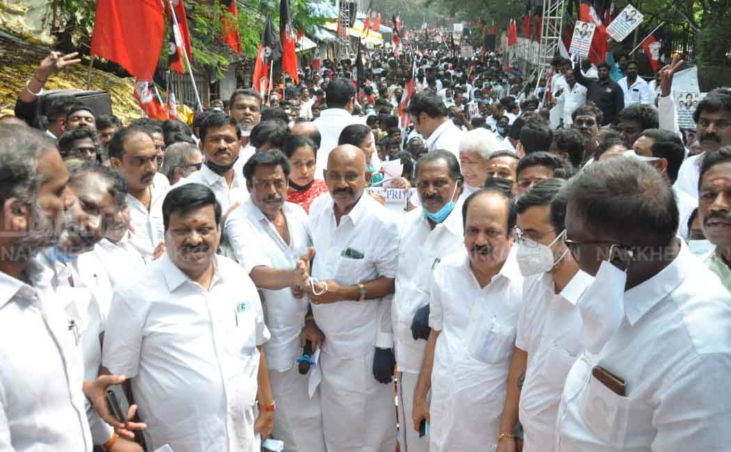 ADMKians demonstration near the collector office