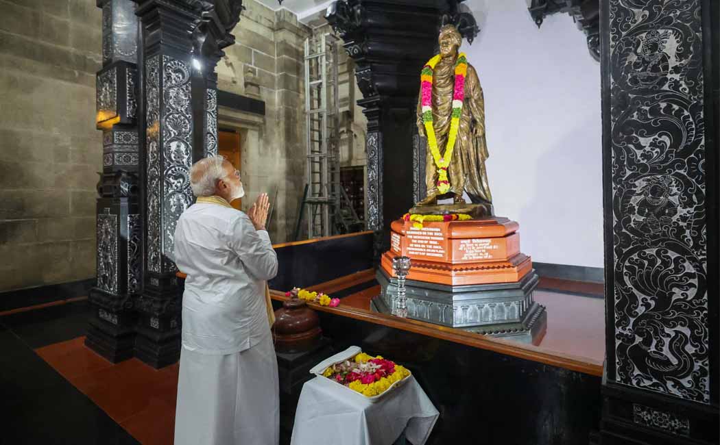 PM Modi before meditation at Vivekananda Mandapam Photos