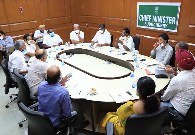 PUDUCHERRY CM NARAYANASAMY CABINET MEETING CORONAVIRUS