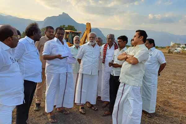 Minister inspected the public meeting attended by the Chief Minister stalin