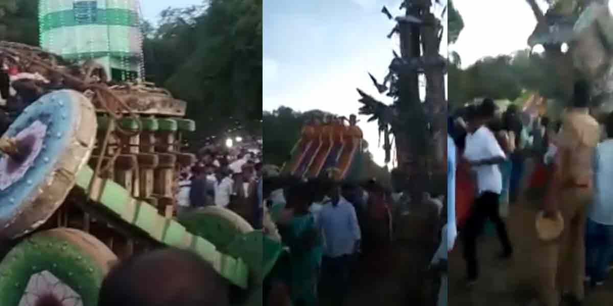 Sapparam overturns and crashes ...