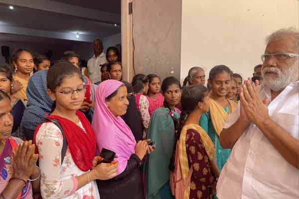 Minister I. Periyasamy who paid the college fees of the students