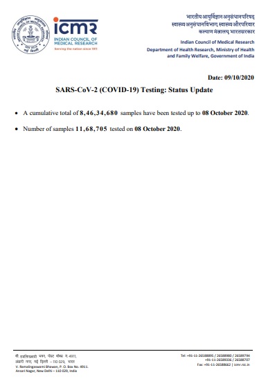 india coronavirus samples tested icmr