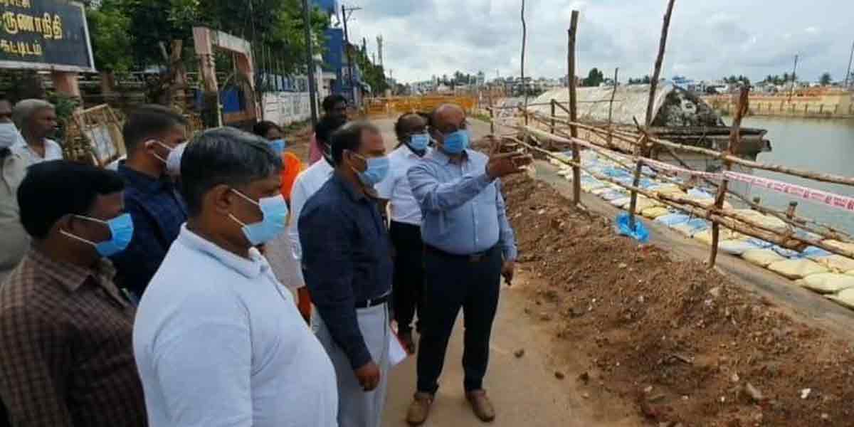 Walls are also prone to collapse due to heavy rain; Comment from the team that inspected the Thiruvarur Kamalalaya pond!