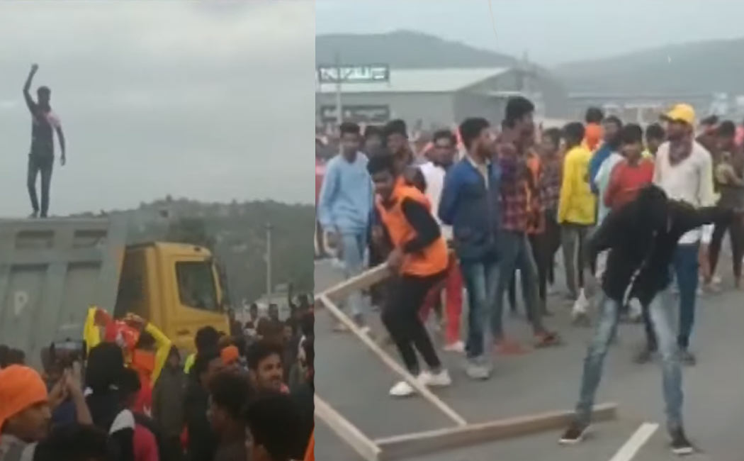 Youth road blockade Hosur Gopasandra