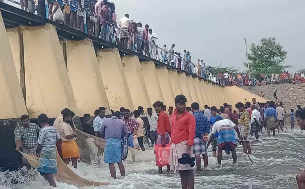 Excess water discharged from the lake