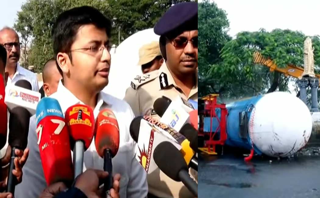 Tanker accident; Action to evacuate people up to a kilometer distance