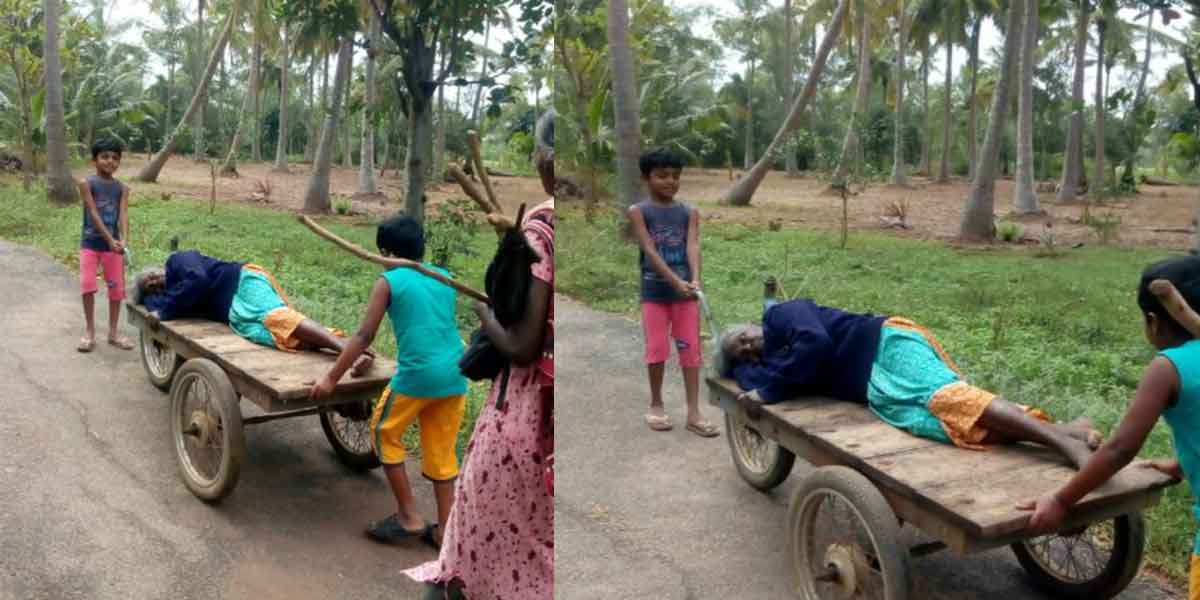 The humanity of the boys who dragged the bereaved grandmother in a tow cart!