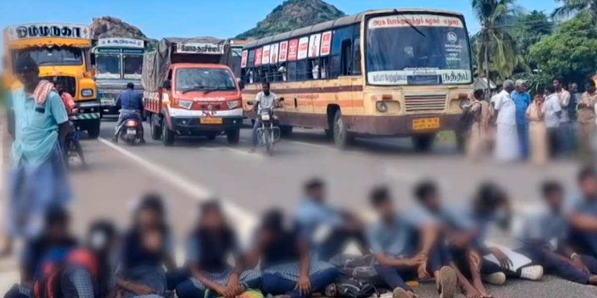 School students who suddenly blocked the road