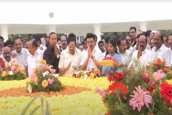 CM MK Stalin Respect for kalaignar Memorial Day