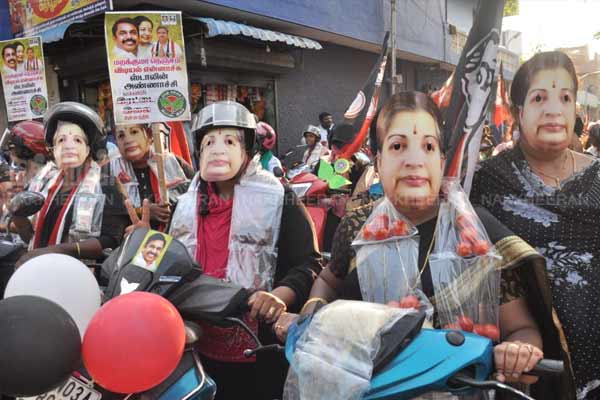 AIADMK bike campaign supporting the candidate in North Chennai constituency!