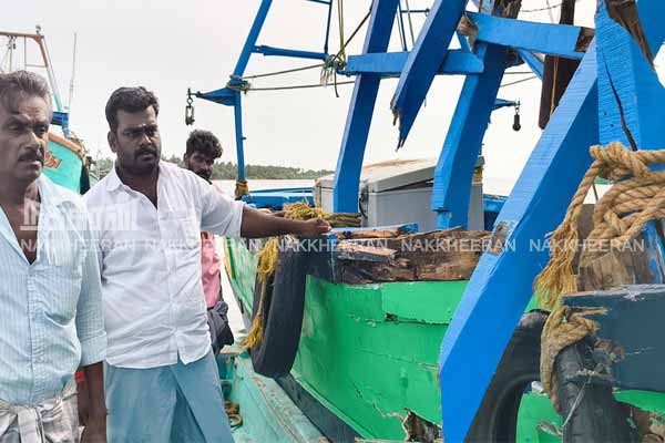 Fishermen who went to sea after the ban period ended Sri Lankan Navy breaks the boat