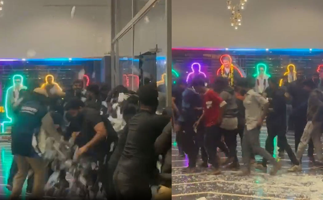 thunivu varisu rohini theatre glass door brokened by ajith vijay fans