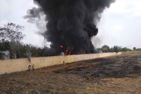 Terrible fire at a private factory