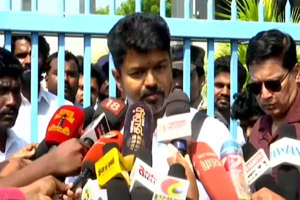 Advice to fans TVk leader Vijay meets reporters and interviews
