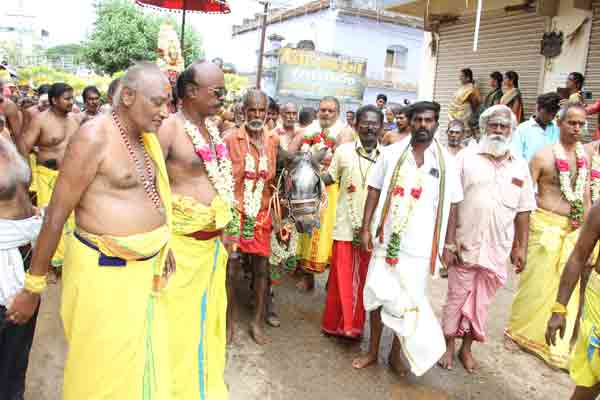 Devotees brought to the temple with knives in their chests