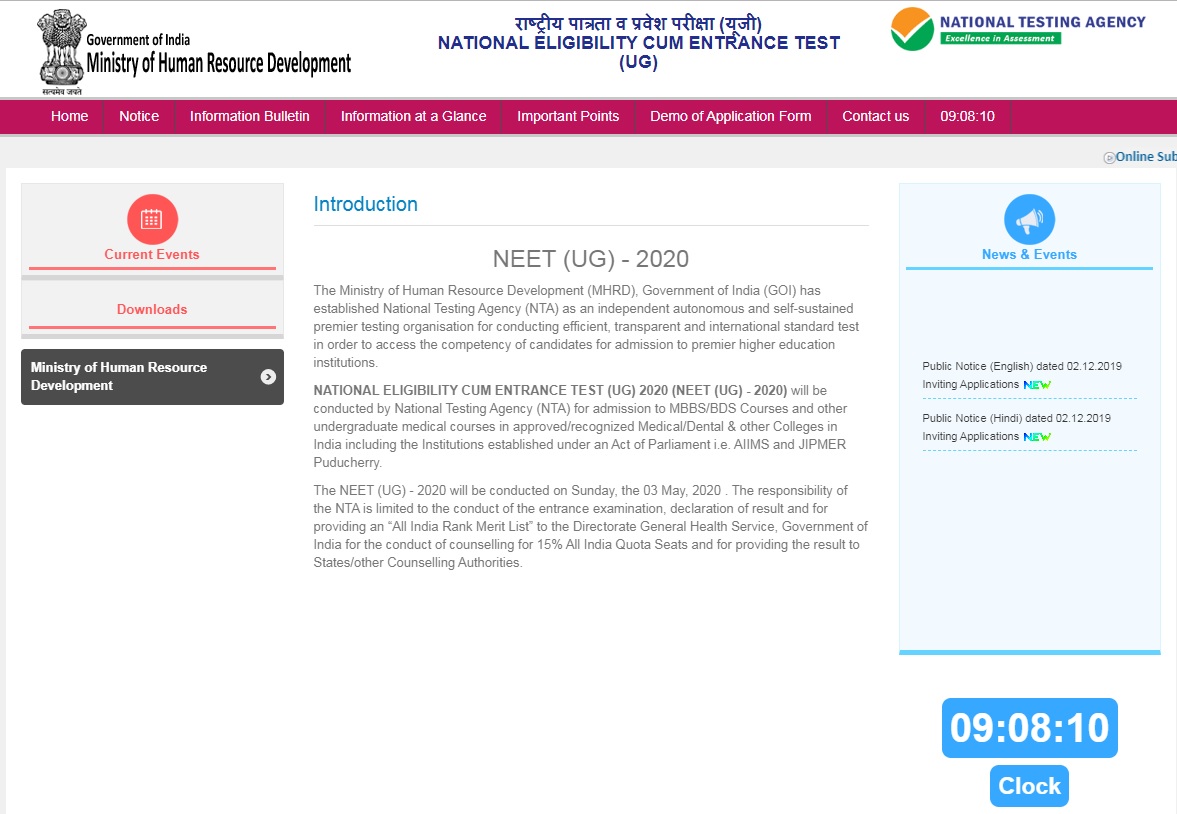 neet entrance exam apply now