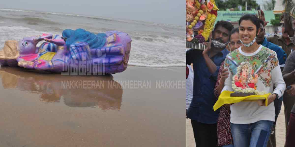 Ganesha statues dissolved in the sea (pictures)