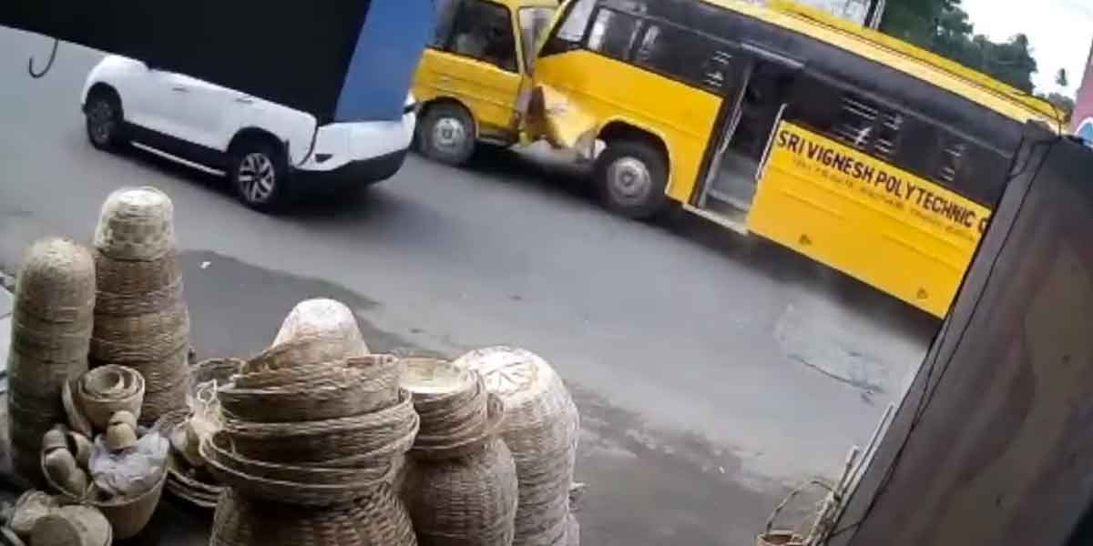School-college bus collision-10 people injured!