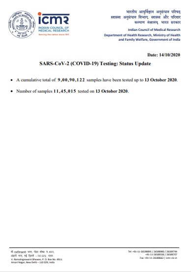 india coronavirus samples icmr samples tested details