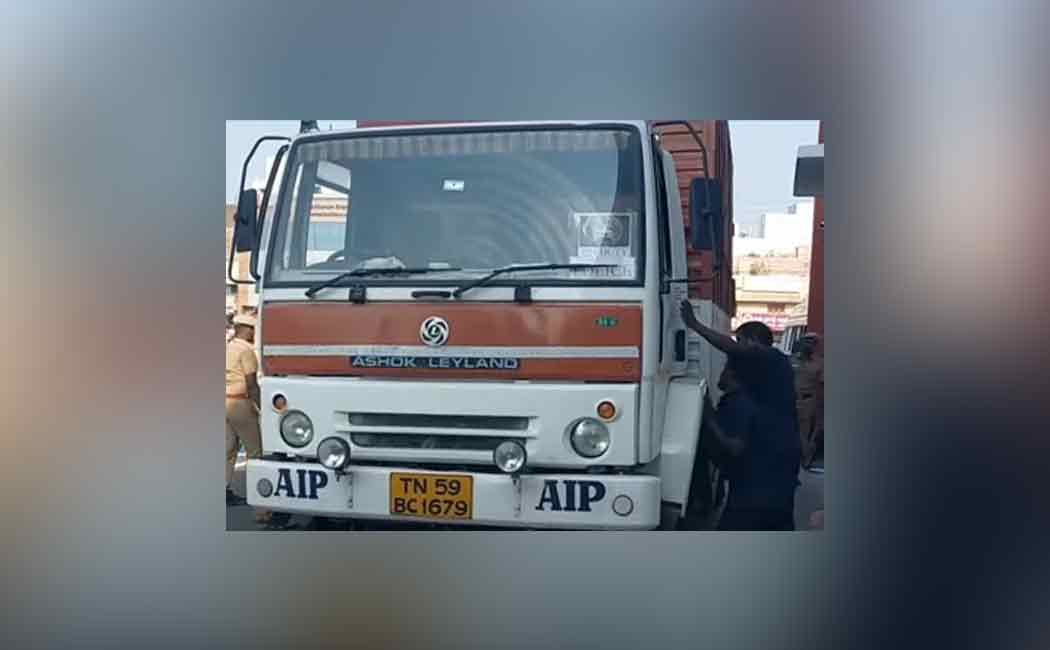 Repairing truck with police protection!