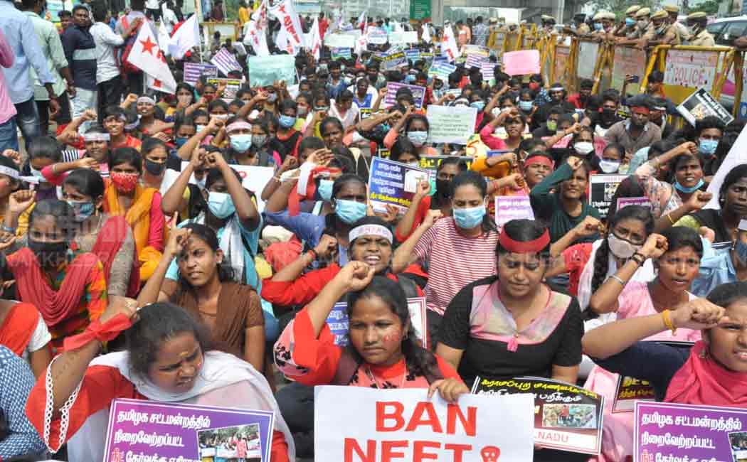Students involved in the struggle against NEET selection