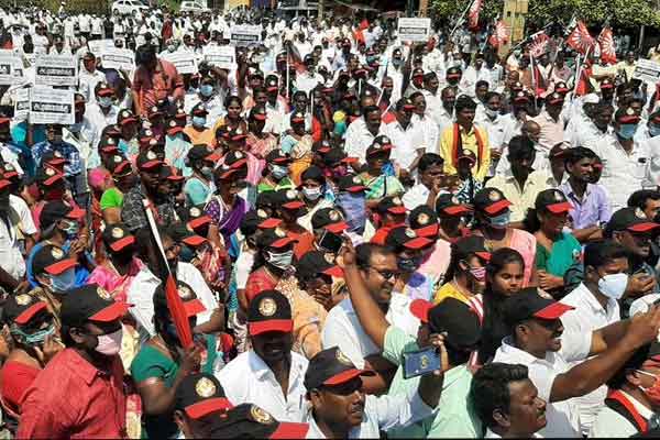 dmk volunteers struggle against NLC , tamilians ignored action