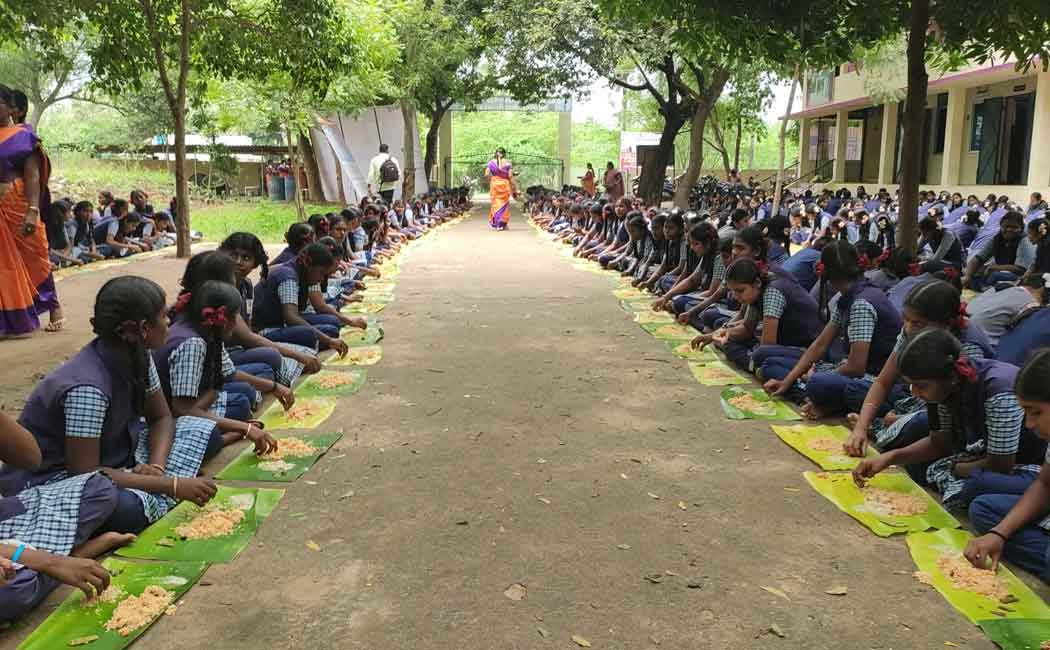 Govt school teachers have a biryani party for the students