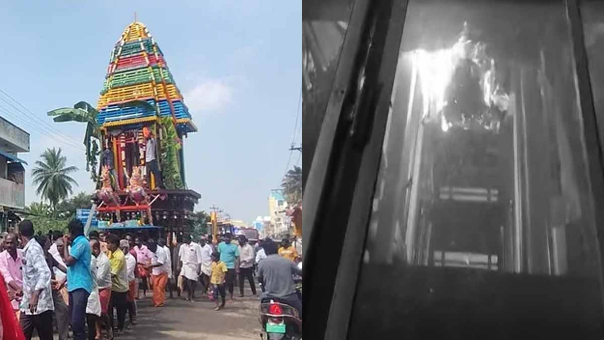 Chariot catches fire after procession; stir in the middle of the night