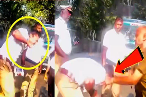 auto driver and the police took turns beating