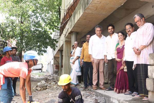 nadigar sangam building works start again with pooja