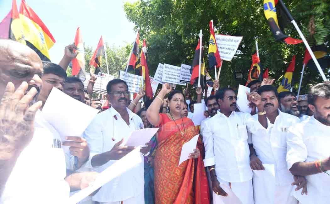 DMDK protest against central government (pictures)