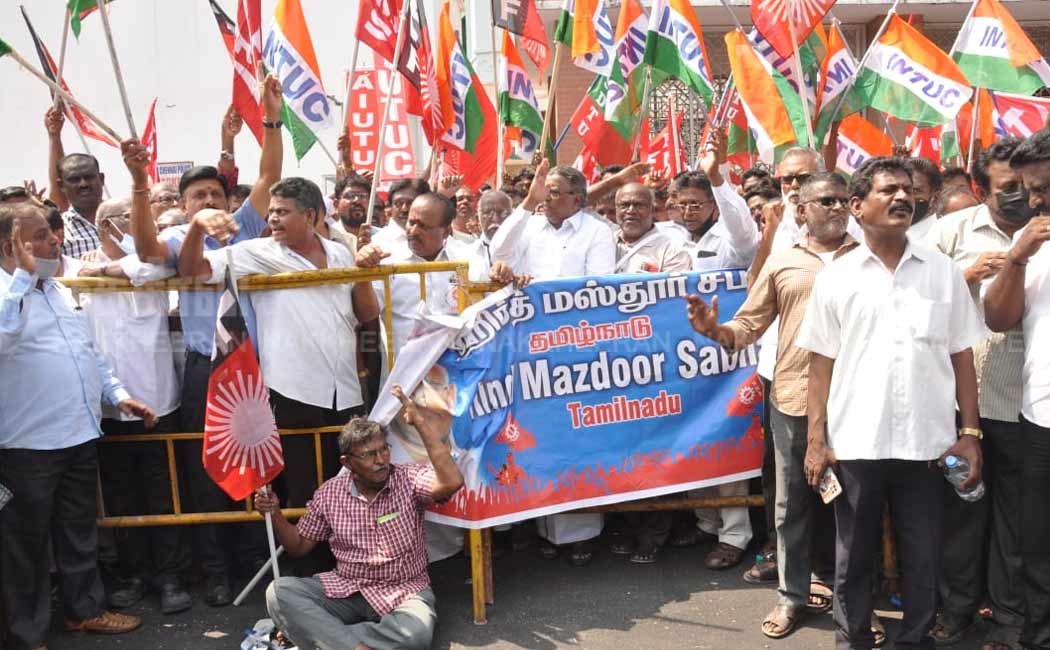 struggle trade unions chennai parrys corner