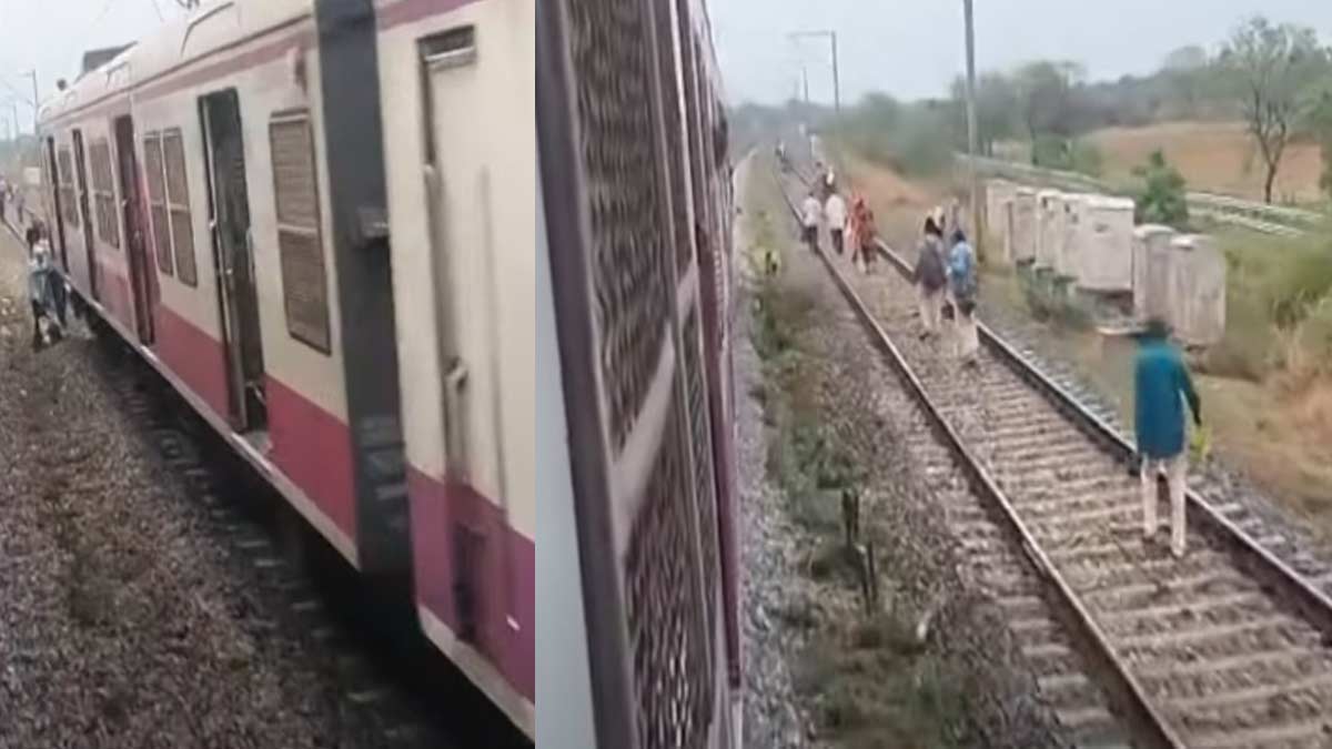 A suburban train stopped halfway; it got off the tracks and blocked the path.