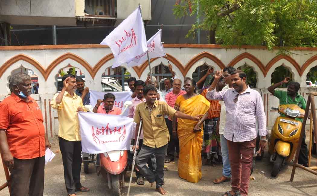 Demonstrators demanding the opening of a coach on a train